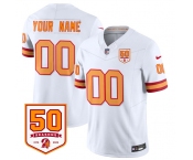 Men's Tampa Bay Buccaneers Active Player Custom White 2025 F.U.S.E. 50th Anniversary Patch Vapor Limited Football Stitched Jersey