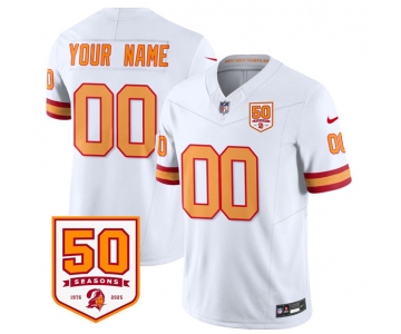 Men's Tampa Bay Buccaneers Active Player Custom White 2025 F.U.S.E. 50th Anniversary Patch Vapor Limited Football Stitched Jersey