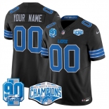 Men's Detroit Lions Active Player Custom Black 2024 NFC North Champions 90th Anniversary Patch F.U.S.E. Vapor Limited Stitched Jersey