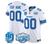 Men's Detroit Lions Active Player Custom White 2024 NFC North Champions 90th Anniversary Patch F.U.S.E. Vapor Limited Stitched Jersey