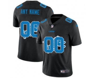 Men's Detroit Lions Custom Team Logo Dual Overlap Limited Football Jersey Black