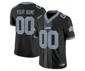 Men's Detroit Lions Customized Black 2025 F.U.S.E. 'Motor City Racing Edition' Vapor Limited Stitched Jersey