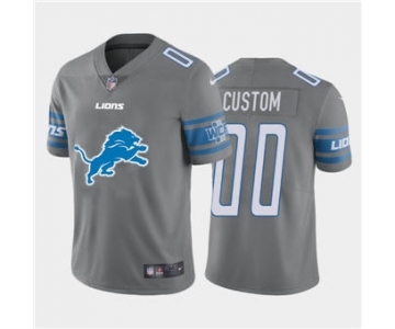 Men's Lions Custom Gray Football Team Big Logo Fashion Vapor Limited Jersey
