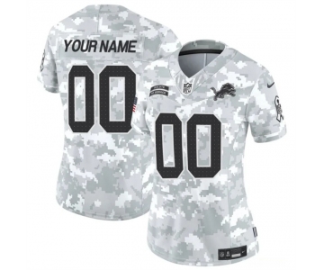 Women's Detroit Lions Active Player Custom 2024 F.U.S.E Arctic Camo Salute To Service Limited Stitched Jersey