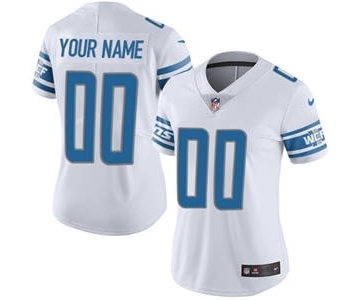 Women's Detroit Lions White Road Customized Jersey