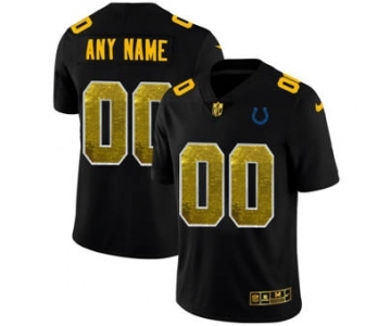 Men's Indianapolis Colts Custom Black Golden Sequin Vapor Limited Football Jersey