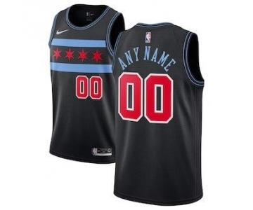 Men's Chicago Bulls 2018-19 Swingman Custom Jersey - City Edition - Black