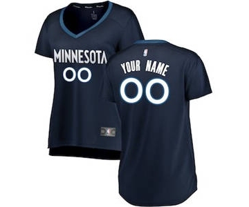 Women's Minnesota Timberwolves Navy Custom Basketball Jersey - Icon Edition