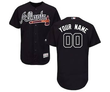 Men's Atlanta Braves Customized Alternate Navy Flex Base Custom Baseball Baseball Jersey