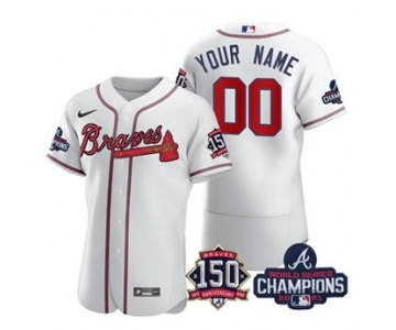 Men's Atlanta Braves White ACTIVE PLAYER Custom 2021 World Series Champions With 150th Anniversary Stitched Jersey