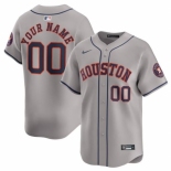 Men  Houston Astros Active Player Custom Grey 2024 Away Limited Stitched Baseball Jersey