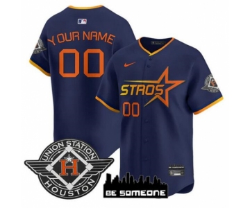 Men's Houston Astros Active Player Custom Navy 2025 City Connect Limited Stitched Baseball Jersey