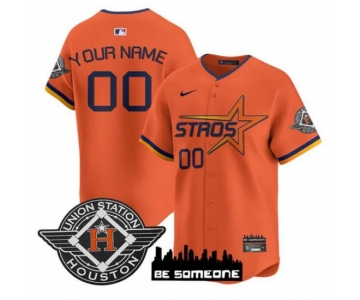 Men's Houston Astros Active Player Custom Orange 2025 City Connect Limited Stitched Baseball Jersey