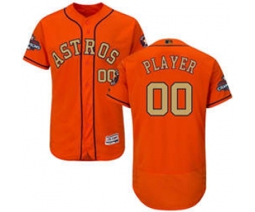 Men's Houston Astros Customized Orange FlexBase 2018 Gold Program Stitched Baseball Jersey