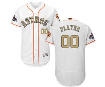 Men's Houston Astros Customized White FlexBase 2018 Gold Program Stitched Baseball Jersey