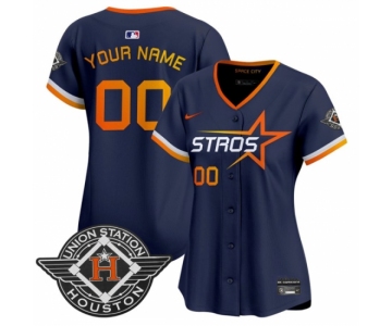 Women's Houston Astros Active Player Custom Navy 2025 City Connect Limited Stitched Baseball Jersey