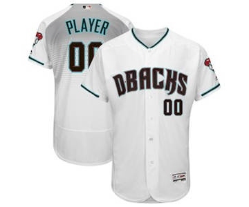Men's Arizona Diamondbacks Customized White Aqua Alternate Flex Base Custom Baseball Baseball Jersey