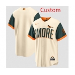 Men's Baltimore Orioles Custom Natural 2026 City Connect Stadium Stitched Baseball Jersey