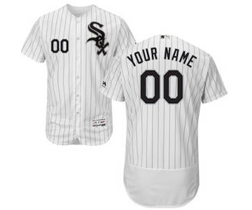 Men's Chicago White Sox Customized Home White Black Flex Base Custom Baseball Baseball Jersey