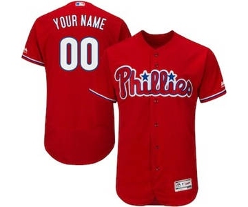 Men's Philadelphia Phillies Customized Alternate Scarlet Flex Base Custom Baseball Baseball Jersey