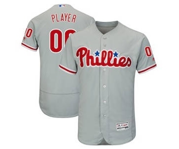 Men's Philadelphia Phillies Customized Gray Road Flex Base Custom Baseball Baseball Jersey