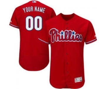 Men's Philadelphia Phillies Majestic Alternate Scarlet Flex Base Collection Customized Jersey