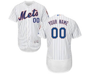 Men's New York Mets Customized Home White Royal Flex Base Custom Baseball Baseball Jersey