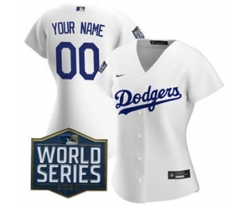 Women's Custom Jersey Los Angeles Dodgers 2020 World Series Patch White