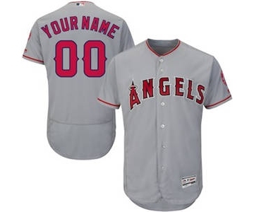 Men's Los Angeles Angels Customized Road Gray Flex Base Custom Baseball Baseball Jersey