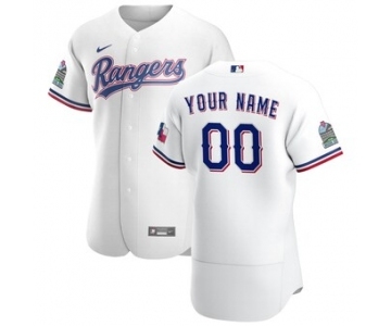 Men's Texas Rangers 2020 Home Custom Flexbase Patch Jersey - White