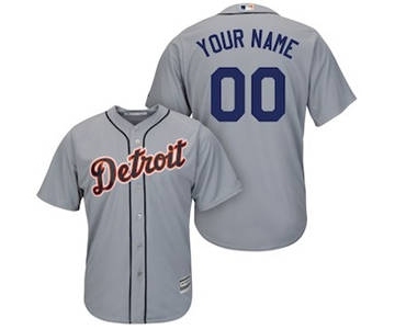 Men's Detroit Tigers Customized Gray Cool Base Custom Baseball Baseball Jersey