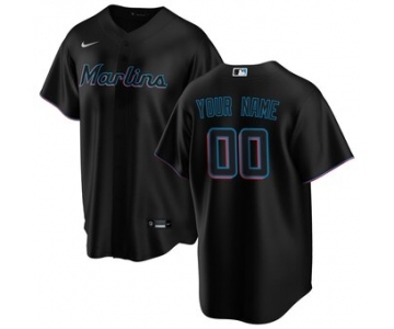 Men's Miami Marlins Alternate 2020 Baseball Custom Cool Base Jersey - Black