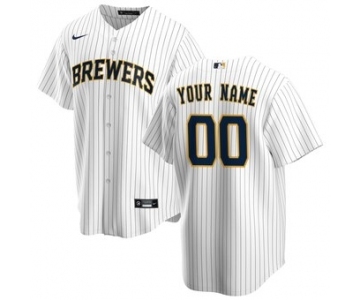 Men's Milwaukee Brewers Alternate 2020 Baseball Custom Cool Base Jersey - White Navy
