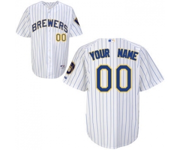 Milwaukee Brewers Personalized Custom white strip Baseball Jersey