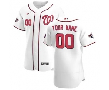 Men's Washington Nationals 2020 Home Custom Flexbase Patch Jersey - White
