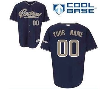 Men's San Diego Padres Customized Navy Blue Cool Base Custom Baseball Baseball Jersey