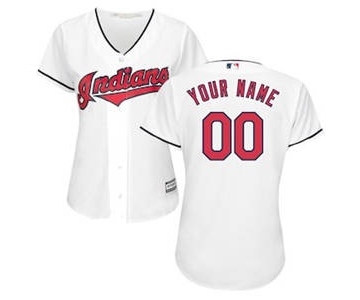 Women's Cleveland Indians Customized White Home Cool Base Custom Jersey