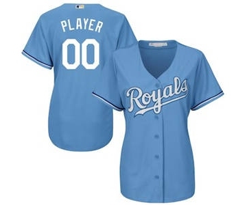 Women's Kansas City Royals Customized Light Blue Cool Base Custom Alternate Jersey