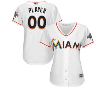Women's Miami Marlins Customized White 2017 Cool Base Custom Jersey with All-Star Game Patch