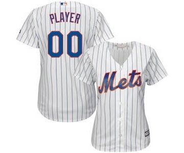 Women's New York Mets Customized White Royal Home Cool Base Custom Jersey