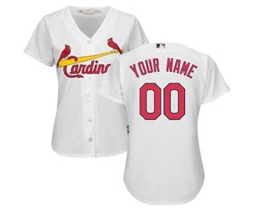 Women's St. Louis Cardinals Customized White Home Cool Base Custom Jersey