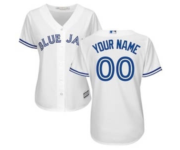 Women's Toronto Blue Jays Customized White Home Cool Base Custom Jersey