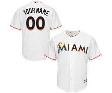 Youth Miami Marlins White Custom Cool Base Baseball Baseball Jersey
