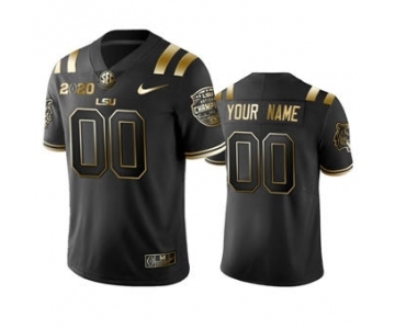 Men's LSU Tigers Custom Black Gold College Football 2020 National Champions Jersey