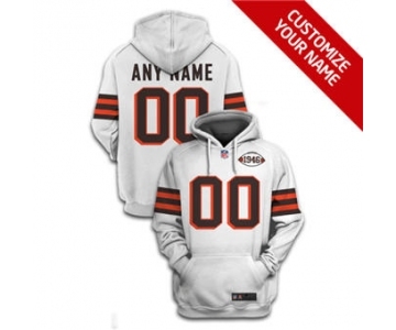 Men's  Cleveland Browns Active Player Custom 2021 White 1946 Collection Pullover Football Hoodie