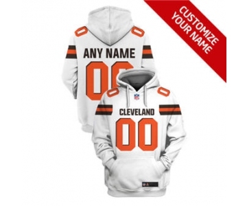 Men's Cleveland Browns Active Player Custom 2021 White Pullover Football Hoodie