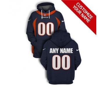Men's Denver Broncos Active Player Custom 2021 Navy Pullover Football Hoodie