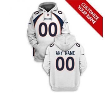 Men's Denver Broncos Active Player Custom 2021 White Pullover Football Hoodie