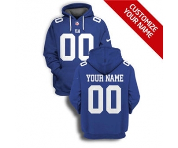 Men's New York Giants Active Player Custom 2021 Blue Pullover Football Hoodie