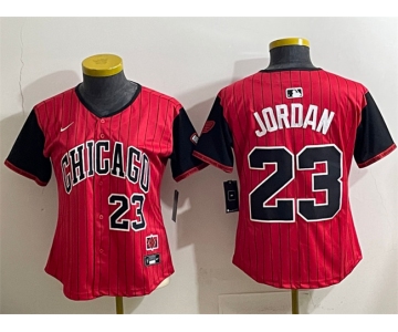Women's Chicago White Sox #23 Michael Jordan Red Black 2025 City Connect Limited Stitched Baseball Jersey